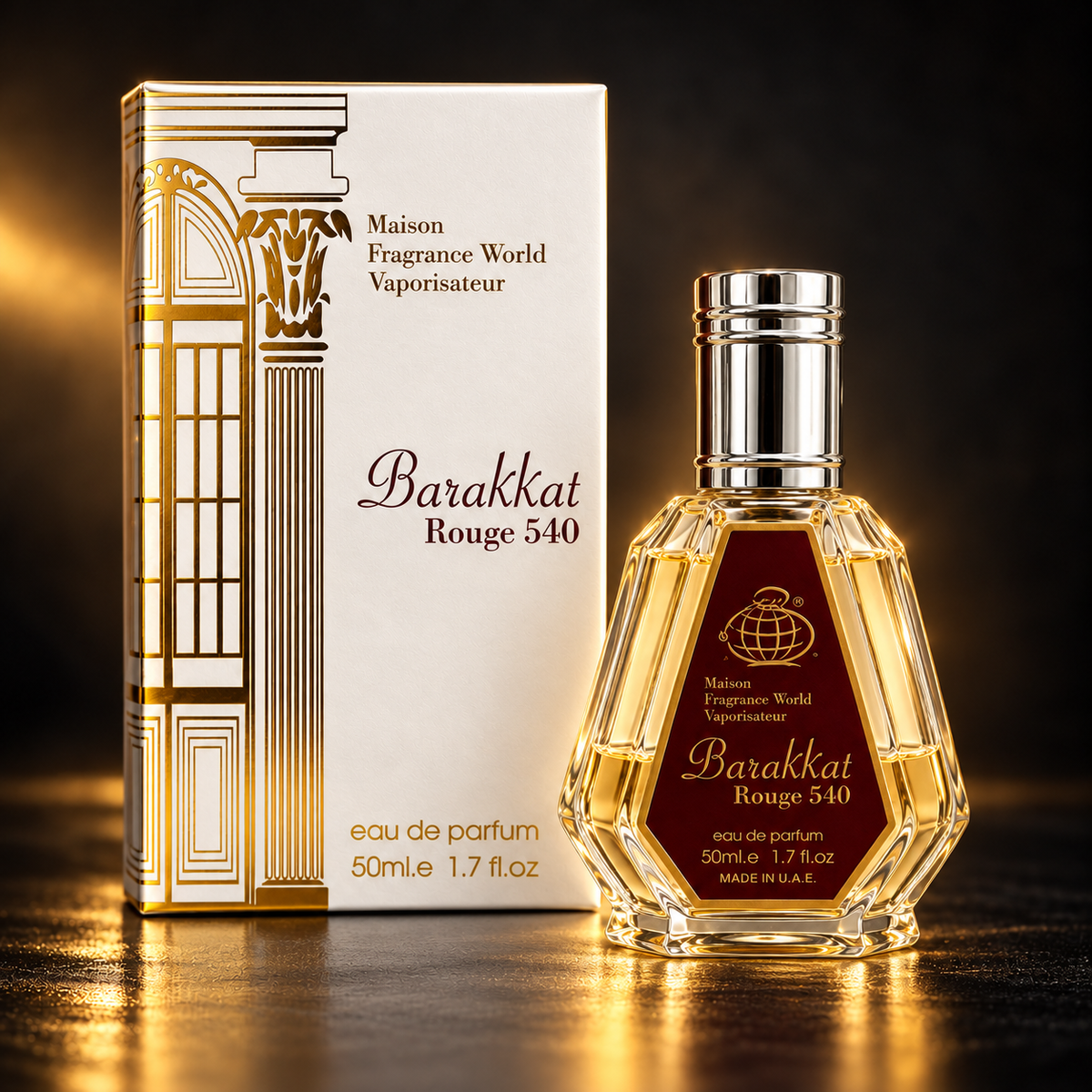 Barackart Rouge 540 Pendora Scents – flacon 50 ml et sa boîte